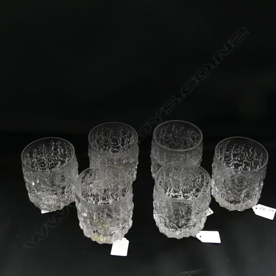 Six Whitefriars 'Glacier' pattern crystal whisky tumblers